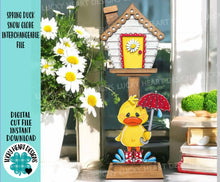 Load image into Gallery viewer, Spring Duck for the Birdhouse Interchangeable File SVG, Glowforge, Boots, Umbrella, Daisy, Holiday Shapes, Bird house, LuckyHeartDesignsCo
