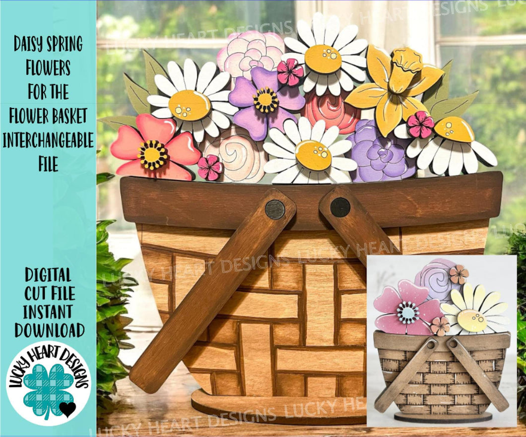 Daisy Spring Flowers For The Flower Basket Interchangeable File SVG, TINY, Floral, Tiered Tray, Glowforge, LuckyHeartDesignsCo