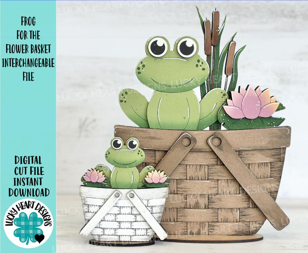 Frog For The Flower Basket Interchangeable File SVG, TINY, Lillypad, Floral, Flowers, Spring Tiered Tray, Glowforge, LuckyHeartDesignsCo