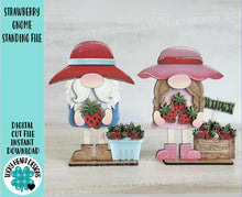 Load image into Gallery viewer, Strawberry Gnome Tiered Tray Standing File SVG, Glowforge Tiered Tray, Farm, Fruit, Summer, LuckyHeartDesignsCo
