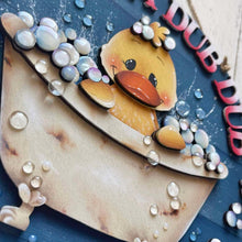 Load image into Gallery viewer, Duck Bathtub Door Hanger File SVG, Duck, Tub, Bubbles, Bathroom, Ducky, Farm Glowforge, LuckyHeartDesignsCo
