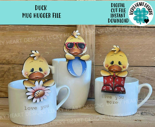 Duck Mug Hugger Bundle File SVG, Glowforge, Flower, Spring, Summer, Boots, Tiered Tray, Tray Decor, Plant Topper, Gift, LuckyHeartDesignsCo