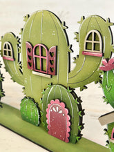 Load image into Gallery viewer, Cactus Standing Houses File SVG, Glowforge, Summer, Spring, Western, Succulent, Plant, Desert, LuckyHeartDesignsCo
