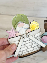 Load image into Gallery viewer, Summer Beach Gnome For The Flower Basket Interchangeable File SVG, TINY, Shells, Pool, Swim,Sun, Tray, Glowforge, LuckyHeartDesignsCo
