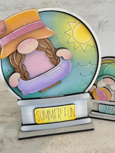Load image into Gallery viewer, Summer Fun Gnome Snow Globe Interchangeable File SVG, TINY, Glowforge, Pool, Beach, Sun, Swim, Sunny, Tiered Tray LuckyHeartDesignsCo
