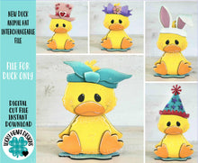 Load image into Gallery viewer, New Duck Animal Hats Interchangeable MINI File SVG, Seasonal Leaning sign, Holiday, Pet, Farm Tiered Tray Glowforge, LuckyHeartDesignsCo
