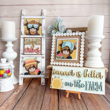 Load image into Gallery viewer, Summer Highland Interchangeable Leaning Sign File SVG, Cow, Farm, Beach, Pool, Swim, Watermelon, Popsicle, Glowforge, LuckyHeartDesignsCo
