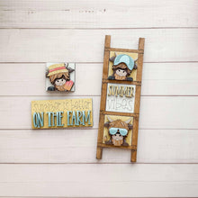 Load image into Gallery viewer, Summer Highland MINI Interchangeable Leaning Sign File SVG, Cow, Farm, Beach, Pool, Sunglasses, Tiered Tray Glowforge, LuckyHeartDesignsCo
