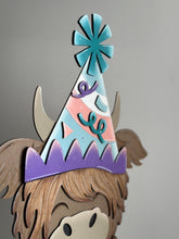 Load image into Gallery viewer, Birthday Highland Porch Interchangeable Hats File SVG, (hat only) Seasonal, Cow, Holiday Farm, Cake, Glowforge, LuckyHeartDesignsCo
