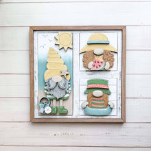 Load image into Gallery viewer, Summer Fun Gnome Interchangeable Leaning Sign File SVG, Glowforge, Beach, Pool, Shells, Watermelon, Popsicle, Sun, LuckyHeartDesignsCo
