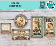 Load image into Gallery viewer, Duck Sign Bundle Set File SVG, Glowforge, Spring, Summer, Cure, Daisy, LuckyHeartDesignsCo
