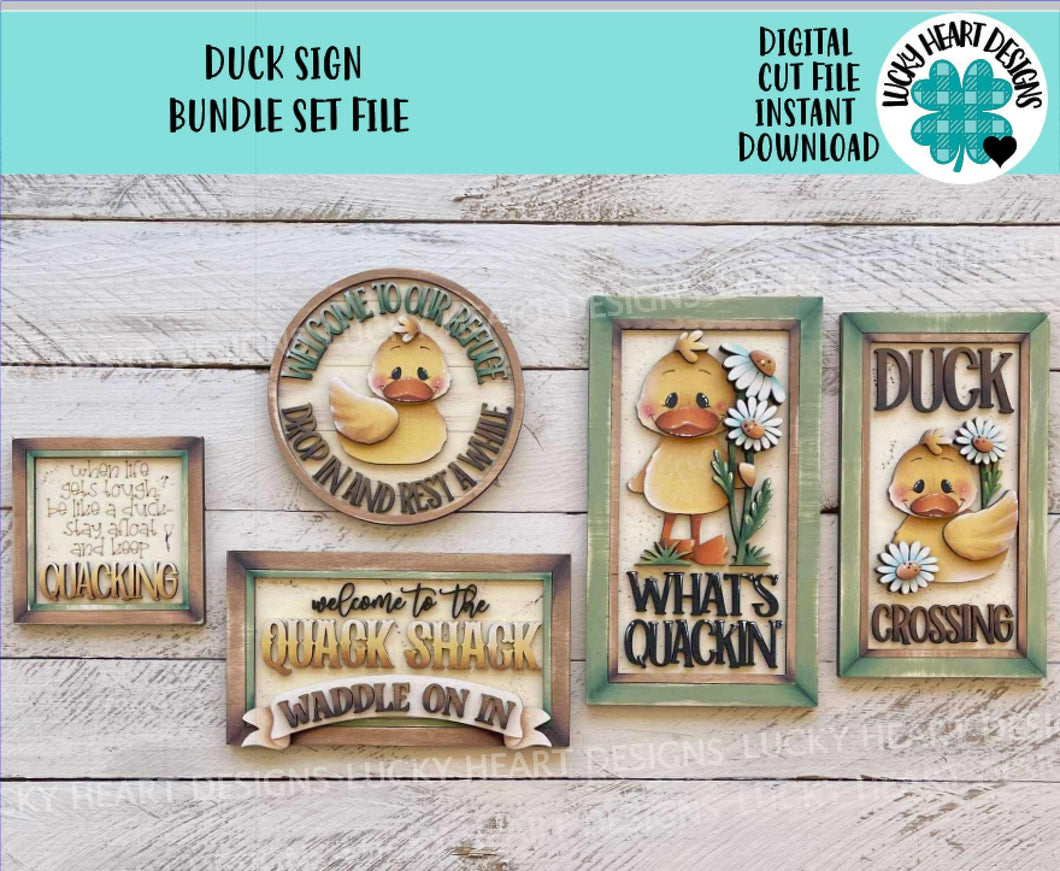 Duck Sign Bundle Set File SVG, Glowforge, Spring, Summer, Cure, Daisy, LuckyHeartDesignsCo