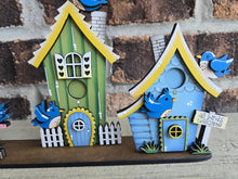 Load image into Gallery viewer, Birdhouses Set Standing Houses File SVG, Glowforge, Flower, Bird, Spring, Summer, LuckyHeartDesignsCo
