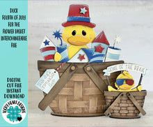 Load image into Gallery viewer, Duck Fourth Of July For The Flower Basket Interchangeable File SVG, TINY, Fireworks, America USA Tiered Tray, Glowforge, LuckyHeartDesignsCo
