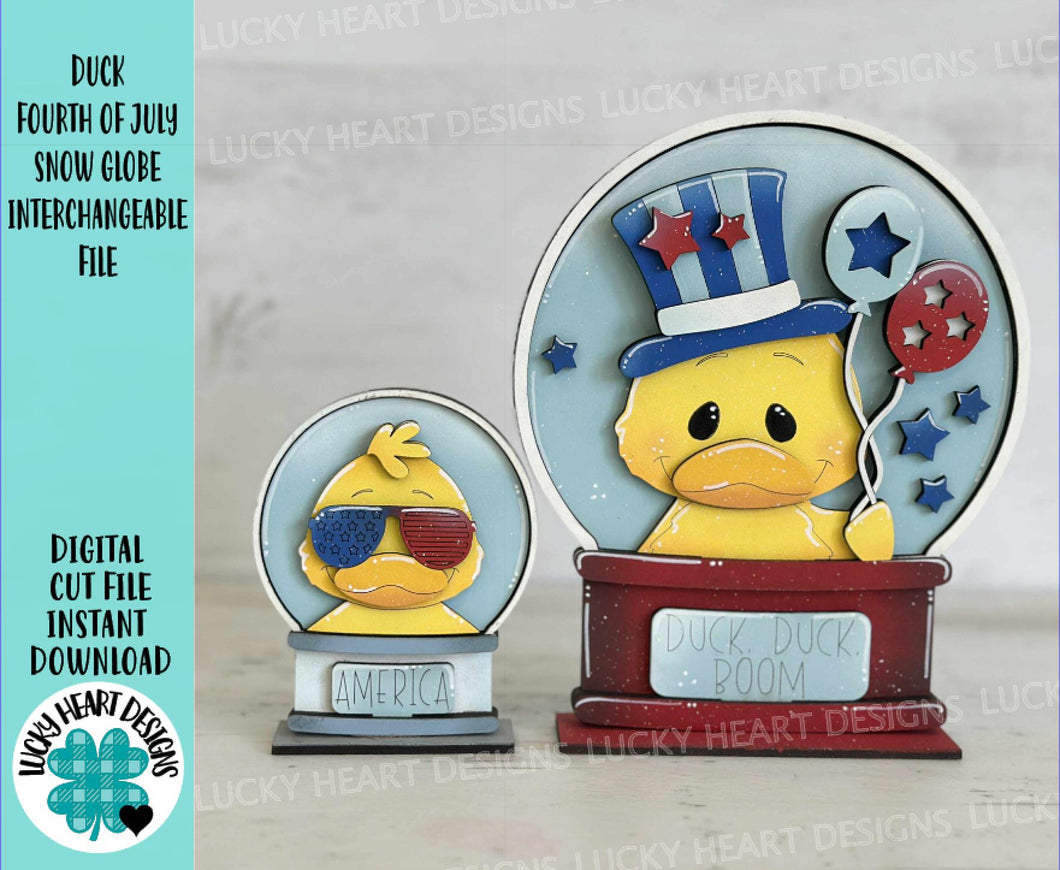 Duck Fourth Of July Snow Globe Interchangeable File SVG, TINY Summer, Fireworks, USA, America, Glowforge, Tiered Tray LuckyHeartDesignsCo