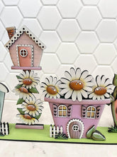 Load image into Gallery viewer, Daisy Flower Standing Houses File SVG, Glowforge, Spring, Teapot, Fairy, Bird house, LuckyHeartDesignsCo
