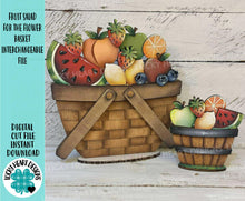 Load image into Gallery viewer, Fruit Salad For The Flower Basket Interchangeable File SVG, Strawberry, Lemon, Watermelon Apple Tiered Tray, Glowforge, LuckyHeartDesignsCo
