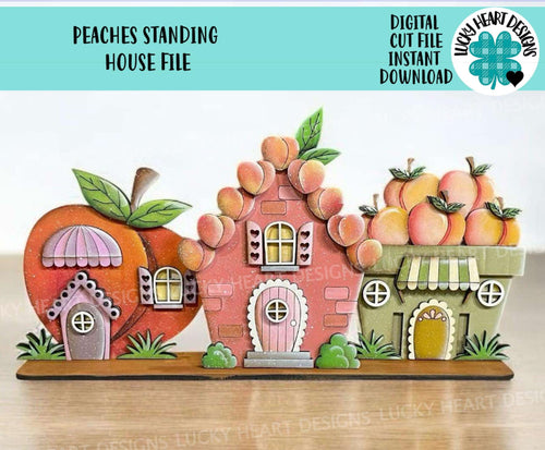Peaches Standing Houses File SVG, Glowforge, Summer, Spring, Fruit, Farm, Lemonade, LuckyHeartDesignsCo