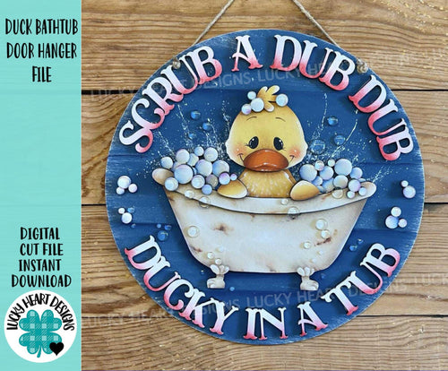 Duck Bathtub Door Hanger File SVG, Duck, Tub, Bubbles, Bathroom, Ducky, Farm Glowforge, LuckyHeartDesignsCo