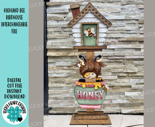 Highland Bee for the Birdhouse Interchangeable File SVG, Glowforge, Cow, Farm Seasonal, Holiday Shapes, Bird house, LuckyHeartDesignsCo