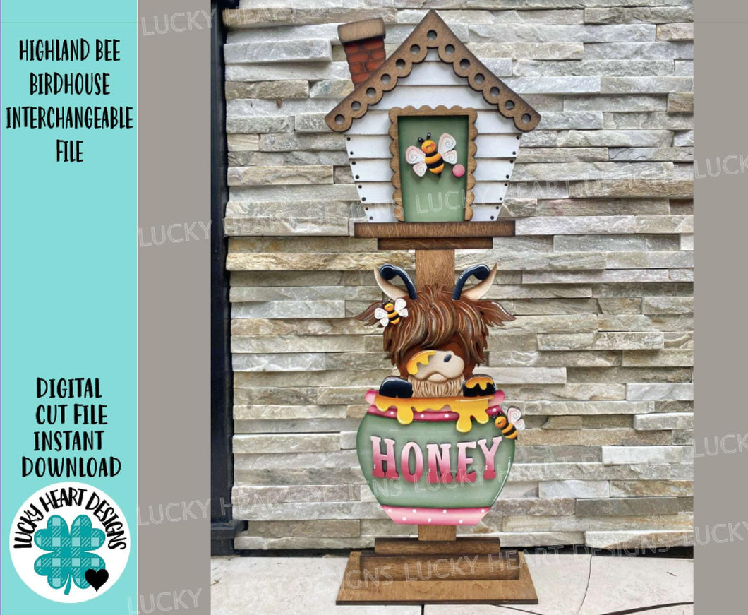 Highland Bee for the Birdhouse Interchangeable File SVG, Glowforge, Cow, Farm Seasonal, Holiday Shapes, Bird house, LuckyHeartDesignsCo
