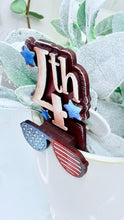 Load image into Gallery viewer, July Fourth Mug Hugger Bundle File SVG, Glowforge, USA, America, Flag, Firework, Tiered Tray, Plant Topper, Gift, LuckyHeartDesignsCo
