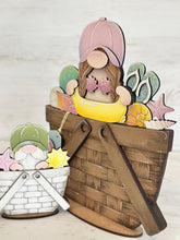 Load image into Gallery viewer, Summer Beach Gnome For The Flower Basket Interchangeable File SVG, TINY, Shells, Pool, Swim,Sun, Tray, Glowforge, LuckyHeartDesignsCo
