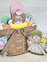 Load image into Gallery viewer, Summer Beach Gnome For The Flower Basket Interchangeable File SVG, TINY, Shells, Pool, Swim,Sun, Tray, Glowforge, LuckyHeartDesignsCo
