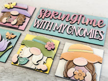 Load image into Gallery viewer, Gnome Spring MINI Interchangeable Leaning Sign File SVG, Butterfly, Flower, Floral Tulip, Gnomie, Tiered Tray Glowforge, LuckyHeartDesignsCo
