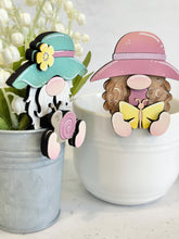 Load image into Gallery viewer, Gnome Spring Mug Hugger File SVG, Glowforge Flower, Floral, Snail, Butterfly, Tiered, Tray Decor, Plant Topper, Gift, LuckyHeartDesignsCo
