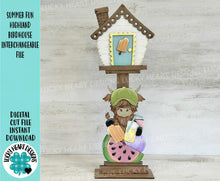Load image into Gallery viewer, Summer Fun Highland for the Birdhouse Interchangeable File SVG, Glowforge, Watermelon, Lemonade Cow, Holiday Shapes, LuckyHeartDesignsCo
