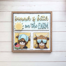 Load image into Gallery viewer, Summer Highland Interchangeable Leaning Sign File SVG, Cow, Farm, Beach, Pool, Swim, Watermelon, Popsicle, Glowforge, LuckyHeartDesignsCo
