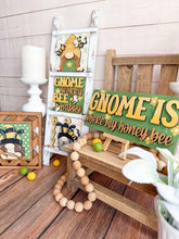Load image into Gallery viewer, Gnome Bee Interchangeable Leaning Sign File SVG, Glowforge Summer Honey, Tiered Tray, LuckyHeartDesignsCo
