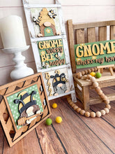 Load image into Gallery viewer, Gnome Bee Interchangeable Leaning Sign File SVG, Glowforge Summer Honey, Tiered Tray, LuckyHeartDesignsCo
