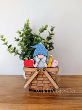 Load image into Gallery viewer, School Gnome For The Flower Basket Interchangeable File SVG, TINY Teacher, Pencil, Book Worm, Tiered Tray, Glowforge, LuckyHeartDesignsCo
