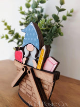 Load image into Gallery viewer, School Gnome For The Flower Basket Interchangeable File SVG, TINY Teacher, Pencil, Book Worm, Tiered Tray, Glowforge, LuckyHeartDesignsCo
