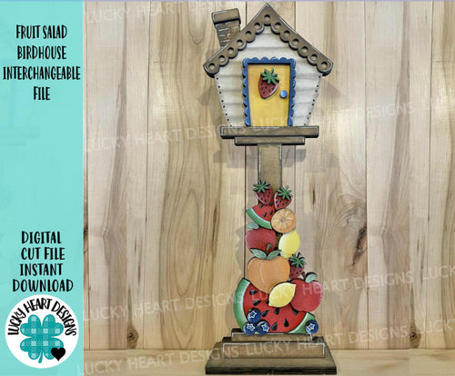 Fruit Salad for the Birdhouse Interchangeable File SVG, Glowforge lemon Strawberry Summer Seasonal Holiday, Bird house, LuckyHeartDesignsCo
