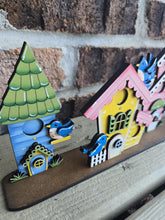 Load image into Gallery viewer, Birdhouses Set Standing Houses File SVG, Glowforge, Flower, Bird, Spring, Summer, LuckyHeartDesignsCo
