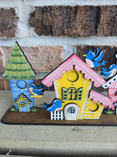 Load image into Gallery viewer, Birdhouses Set Standing Houses File SVG, Glowforge, Flower, Bird, Spring, Summer, LuckyHeartDesignsCo
