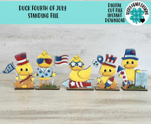 Load image into Gallery viewer, Duck Fourth Of July Standing File SVG, America, USA, Firework, Flag, Hotdog, Farm Tiered Tray Glowforge, LuckyHeartDesignsCo
