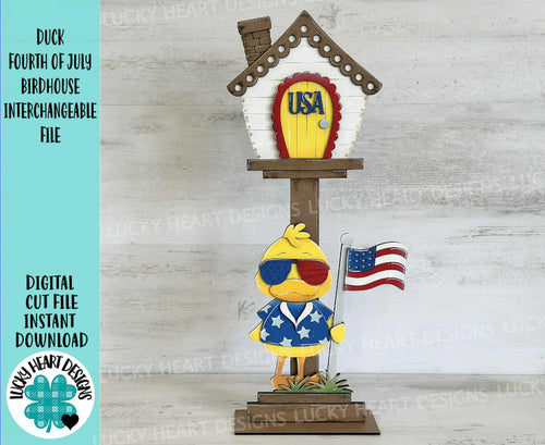 Duck Fourth Of July Birdhouse Interchangeable File SVG, Glowforge, Seasonal, Holiday Shapes, America, Fourth of July, LuckyHeartDesignsCo
