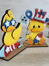 Load image into Gallery viewer, Duck Fourth Of July Standing File SVG, America, USA, Firework, Flag, Hotdog, Farm Tiered Tray Glowforge, LuckyHeartDesignsCo
