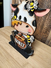 Load image into Gallery viewer, Dairy Cow Bee Standing File SVG, Honey, Bumble, Farm, Beehive, Tiered Tray Glowforge, LuckyHeartDesignsCo
