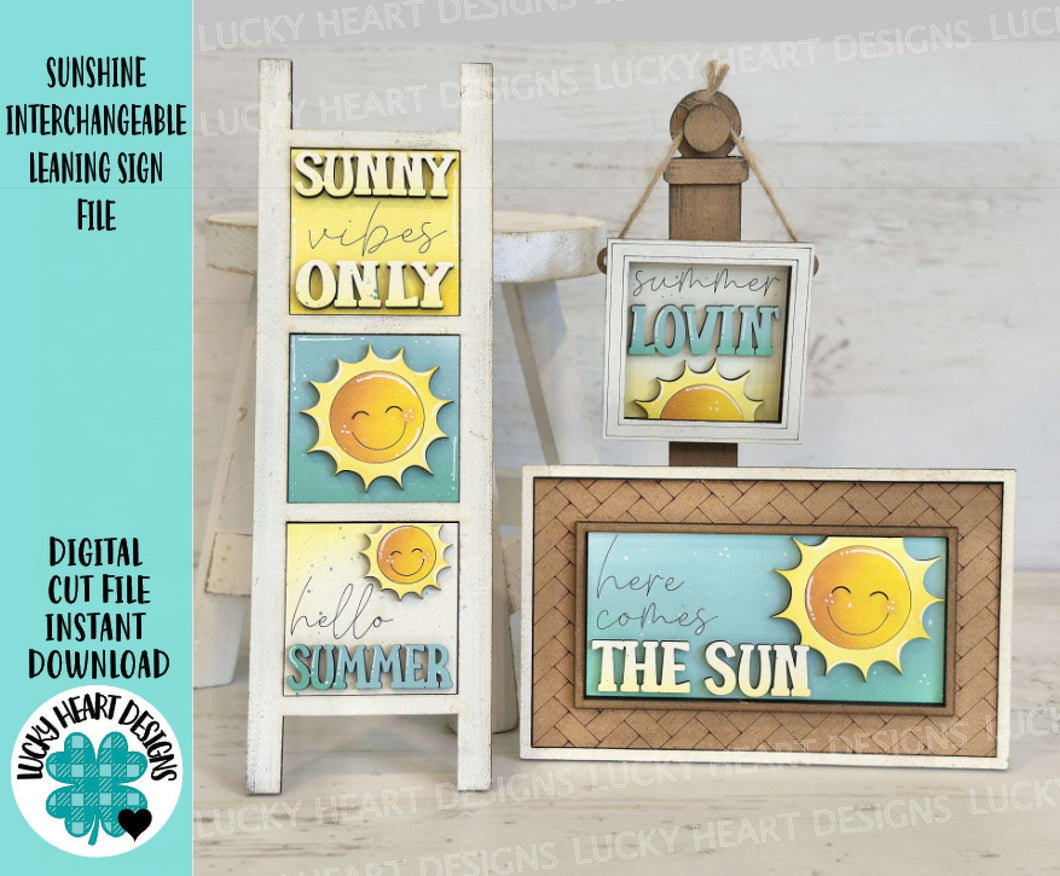 Sunshine MINI Interchangeable Leaning Sign File SVG, Summer, Tiered Tray Glowforge, LuckyHeartDesignsCo