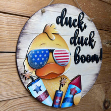 Load image into Gallery viewer, Duck Firework Door Hanger File SVG, America, Fourth Of July, USA, Farm, USA Glowforge, LuckyHeartDesignsCo
