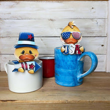 Load image into Gallery viewer, Duck Fourth Of July Mug Hugger File SVG, Glowforge USA, America, Firework, Tiered Tray, Tray Decor, Plant Topper, Gift, LuckyHeartDesignsCo
