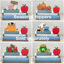 Load image into Gallery viewer, Teacher Desk Seasonal Topper Interchangeable leaning sign File SVG, Glowforge School, Holiday, Shapes Gift Personalized LuckyHeartDesignsCo
