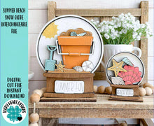 Load image into Gallery viewer, Summer Beach Bucket Snow Globe Interchangeable File SVG, TINY, Glowforge, Shells, Sun, Tiered Tray LuckyHeartDesignsCo
