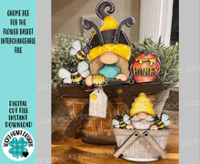Load image into Gallery viewer, Gnome Bee For The Flower Basket Interchangeable File SVG, Honey, Original and TINY Summer, Tiered Tray, Glowforge, LuckyHeartDesignsCo
