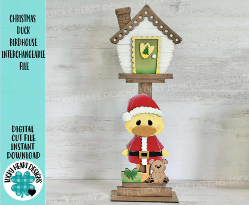 Christmas Duck for the Birdhouse Interchangeable File SVG, Presents Reindeer Santa, Seasonal, Holiday, Glowforge, Laser, LuckyHeartDesignsCo